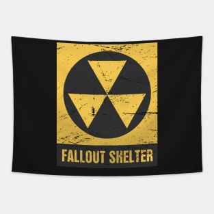 Vintage Nuclear Fallout Shelter Sign Tapestry