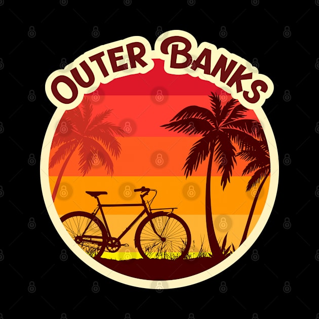 Outer Banks Sunshine in a Beach with a Lonely Palm Tree and Bicycle T-shirt by AbsurdStore