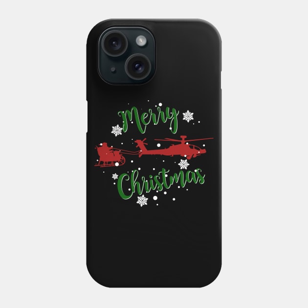 Gun Pilot - AH-64D Apache Pulling Santa Merry Christmas Phone Case by Aviation Designs