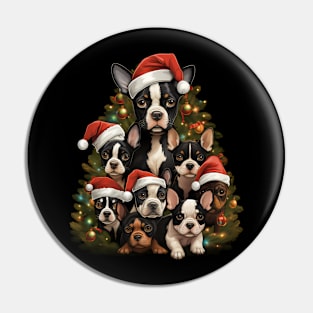 Cute Boston Terrier Puppy Dog Christmas Tree Pin