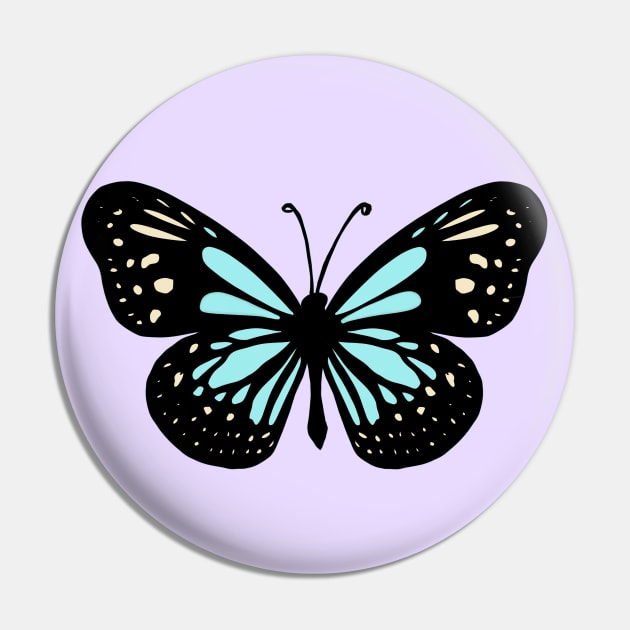 Black Blue and Yellow Butterfly Pin by galaxieartshop