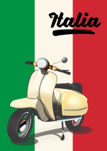 Italy vintage scooter travel poster Magnet