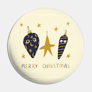 Merry Christmas Celestial Baubles Pin