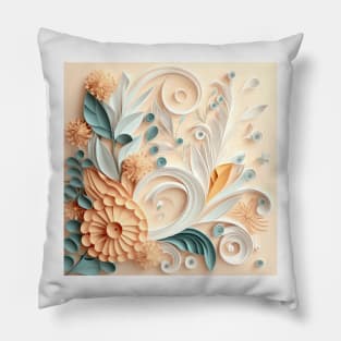 Beautiful floral design with delicate white and vanilla cream shades Pillow