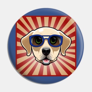 Dog Wearing Blue Sunglasses Golden Retriever Pin