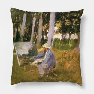 Claude Monet Painting By the Edge of a Wood by John Singer Sargent Pillow