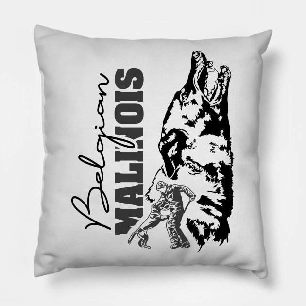 Belgian Malinois Shepherd dog sport portrait Pillow by wilsigns