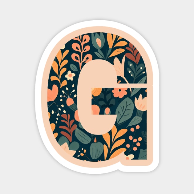 Whimsical Floral Letter G Magnet by BotanicalWoe