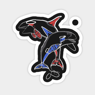 Single Line - Haida Whales (White) Magnet