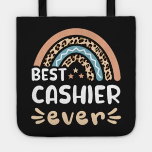 Best Cashier Ever Leopard Rainbow Tote