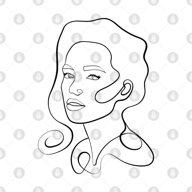 Face Line Art Woman Hand Drawn Illustration by Popa Ionela