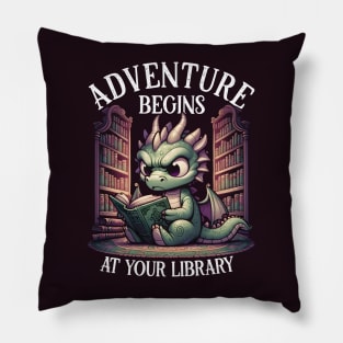 Adventure Begins at Your Library Dragon Reading Pillow