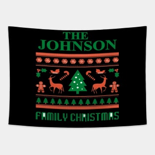 Family Christmas - Groovy Christmas JOHNSON family, Family Christmas T-shirt, Pjama T-shirt Tapestry