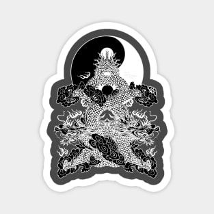 Yin Yang Buddah Karate Vintage Black White Graphics Magnet