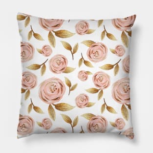 Pink and Gold Rose Pattern Pillow