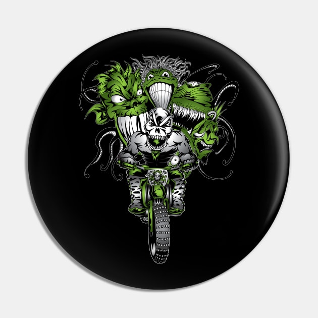 DirtBiker Green Ghoulies Pin by OffRoadStyles