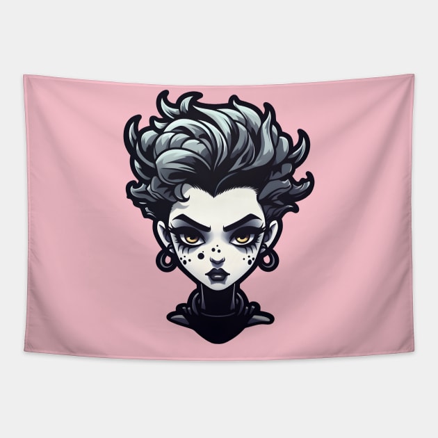 Short hair goth girl Tapestry by Clearmind Arts