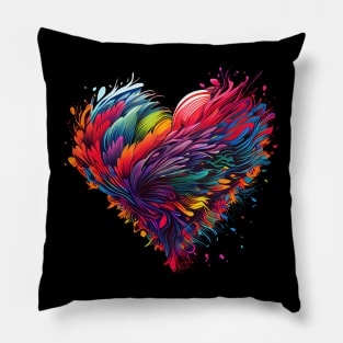 Heart made of feathers in neon colors Pillow