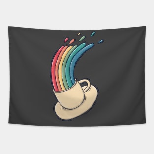 Rainbow Coffee Cup Tapestry