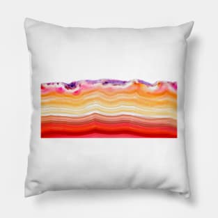 Abstract background, red orange agate slice striped mineral Pillow