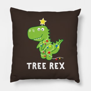 Funny Christmas Dinosaur Tree Rex Pillow