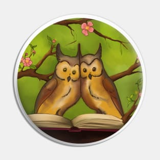 Library Owls Pin