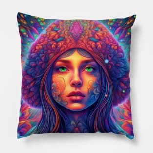 Purple Whirlwind with green eyes Pillow