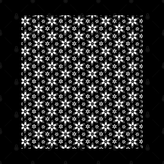 Black and white flower pattern design by Spinkly