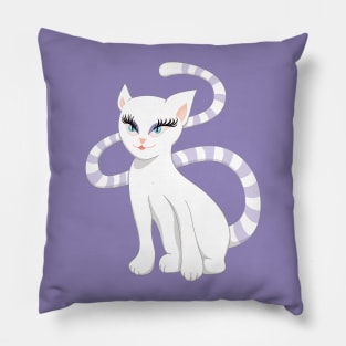 Beautiful Cartoon Cute White Cat Pillow