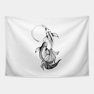 Koi fish couple | Enso circle | Love dance | Feng shui Tapestry