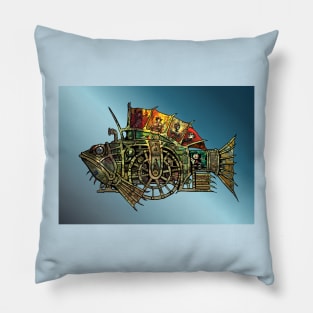 Steampunk Fish #1 Pillow