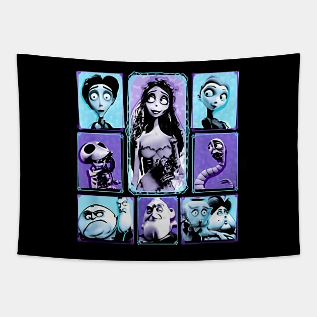 Corpse Bride Main Characters Panels Group Shot Tapestry by Leblancd Nashb