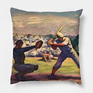 Vintage Sports Baseball Players in a Game Pillow