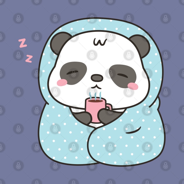 Cute Sleepy Panda With Coffee and Blanket by rustydoodle