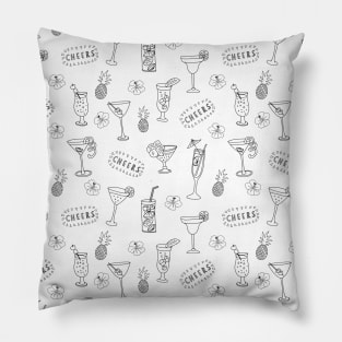 Cocktails glasses black on white - Cheers Pillow