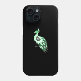 magical peacock bird in jade green ecopop art zentangle Phone Case