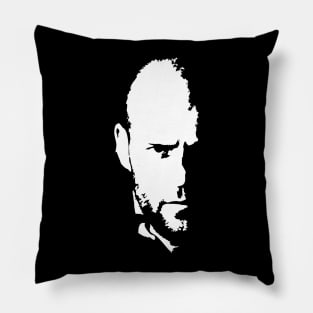 Jason Statham white portrait Pillow