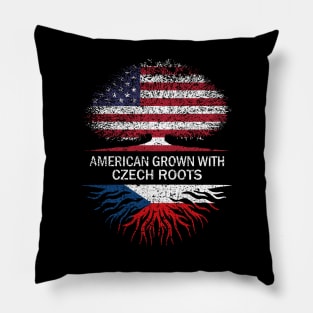 American Grown with Czech Roots USA Flag Pillow