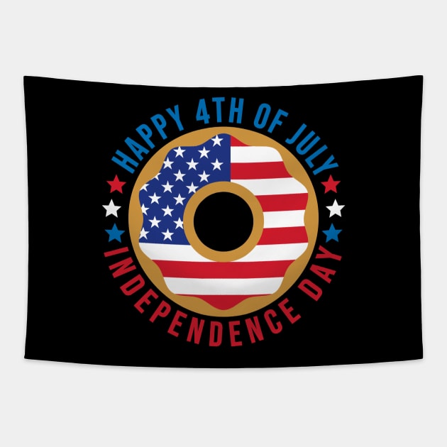 American Flag Donut / Happy Fourth of July / Independence Day Tapestry by DragonTees