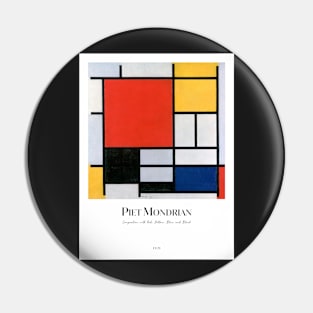 Composition with Red, Yellow, Blue, and Black with text by Mondrian Pin