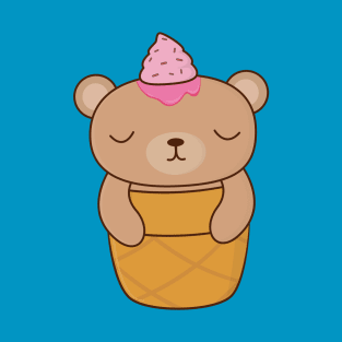 Cute Brown Bear Ice Cream T-Shirt T-Shirt