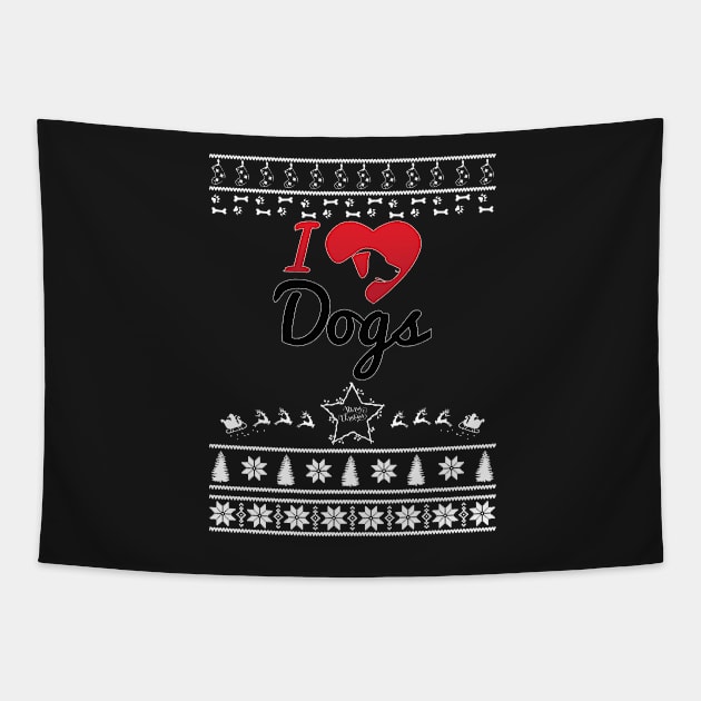 Merry Christmas DOGs Tapestry by bryanwilly