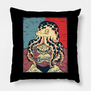 Angry Gorilla Octopus Vintage Retro Distressed Colors Pillow