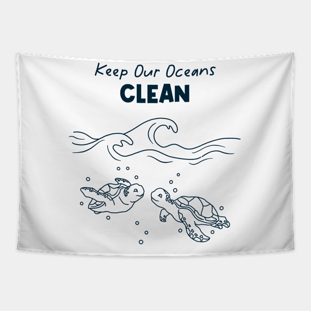 Keep Our Oceans Clean Tapestry by Tebscooler