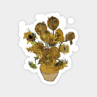 Van Gogh Sunflowers Grunged Magnet