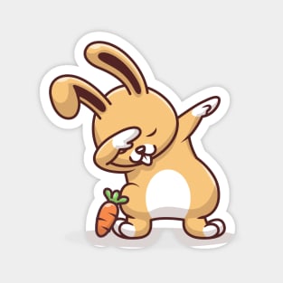 Cute Rabbit Dabbing Pose With Carrot Magnet