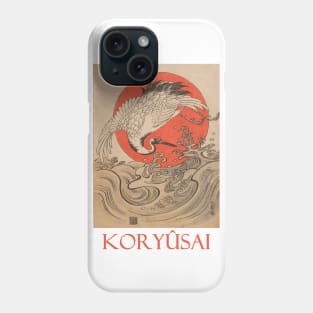 Crane, Waves and Rising Sun (18th Century Japanese Art) by Isoda Koryusai Phone Case