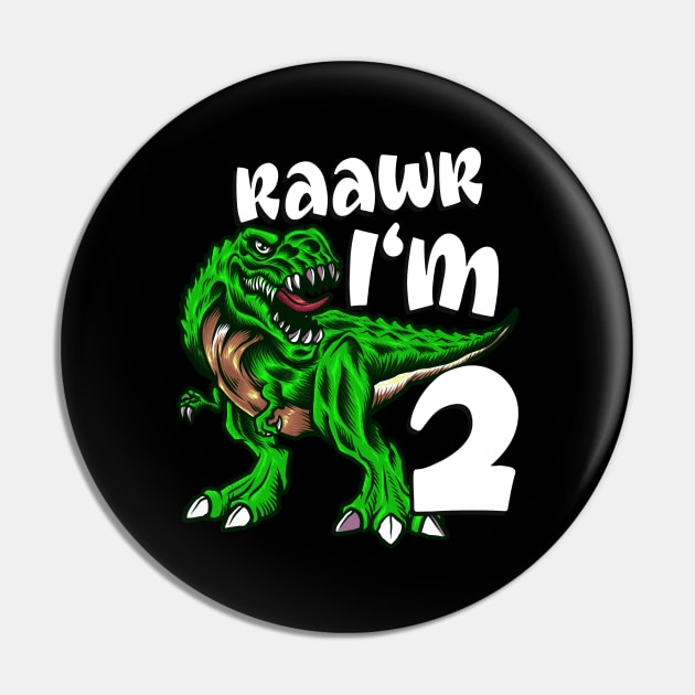 Birthday Dinosaur Kids 3 Years old Pin by Foxxy Merch