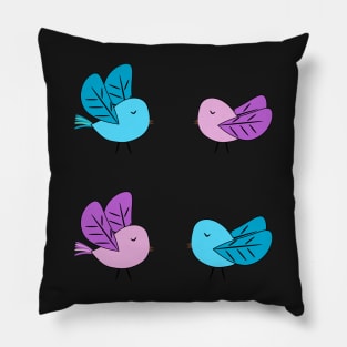 Birds in blue and pink Pillow