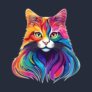 Cat Portrait Rainbow Colors T-Shirt